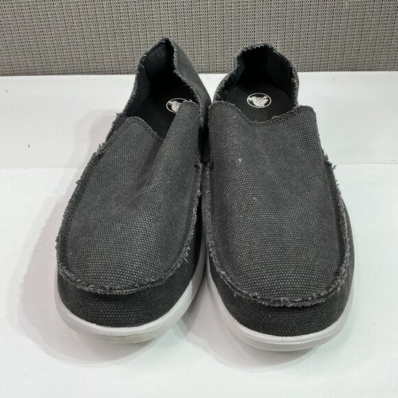 Mens Crocs Santa Cruz Canvas Slip-On Shoes Gray Frayed Edge Casual Style M12 - Picture 3 of 8
